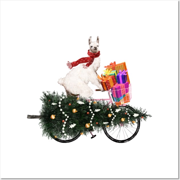 Llama Bringing Home Christmas Tree Wall Art by bignosework